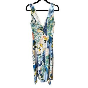Commense Maxi Dress S Patchwork Floral Lemon Garden Party Spring Pockets